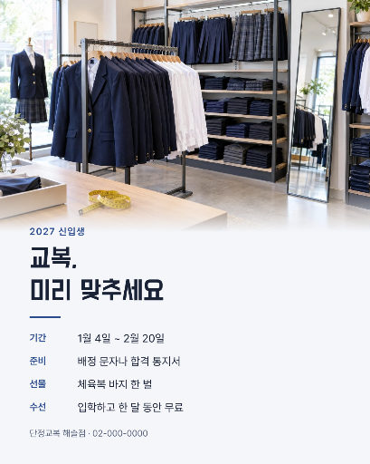 신입생 교복 미리 맞추기