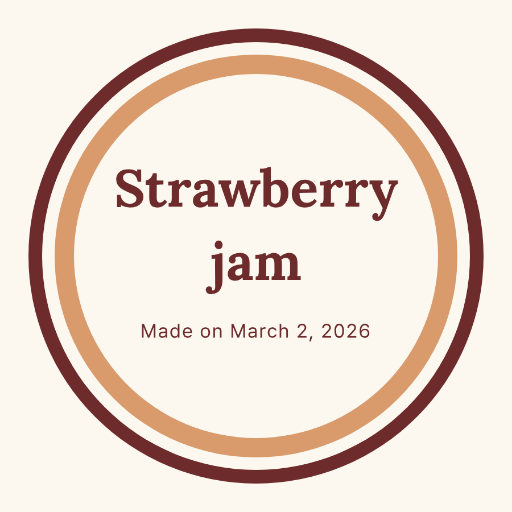 Strawberry jam round lid label