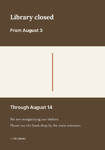 Library closure notice in brown and cream