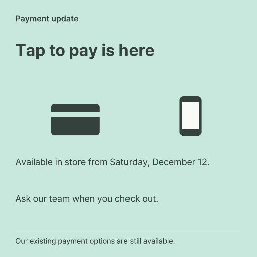 Contactless payment announcement