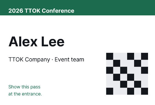 Conference pass with code placeholder