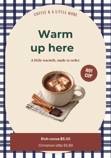 Winter café drinks menu