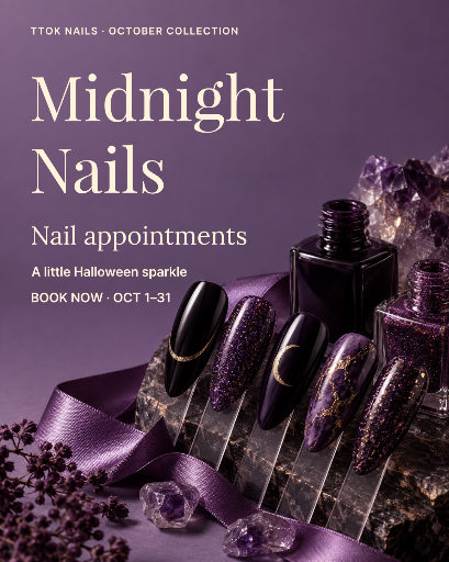 Midnight Halloween nail appointments poster