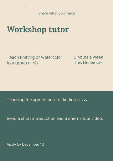 Workshop tutor recruitment poster