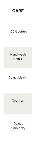 Cotton garment care instruction tag