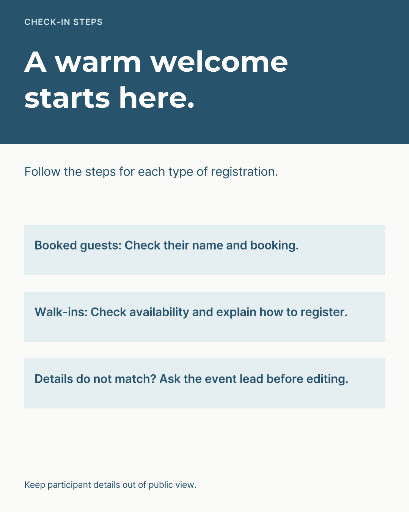 Event registration desk guide