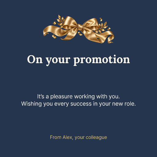 Promotion congratulations card
