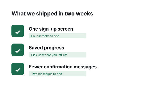 Two-Week Delivery Summary Slide