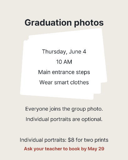 Graduation photo day announcement