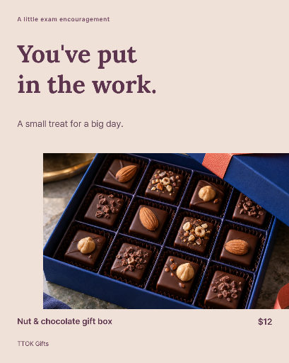 Exam encouragement chocolate gift carousel