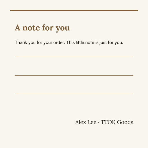 A note for you packing insert