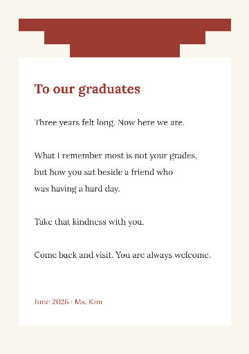 Graduation letter from a teacher