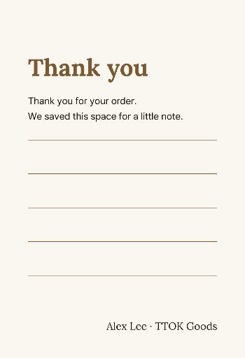 Thank-you postcard — a handwritten note