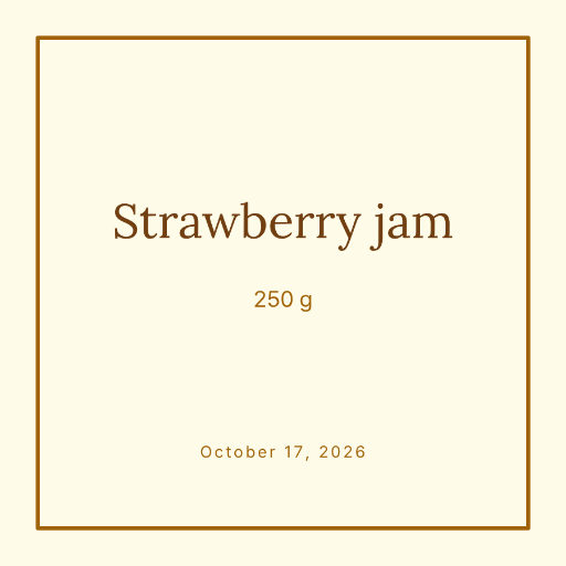 Cream strawberry jam jar label