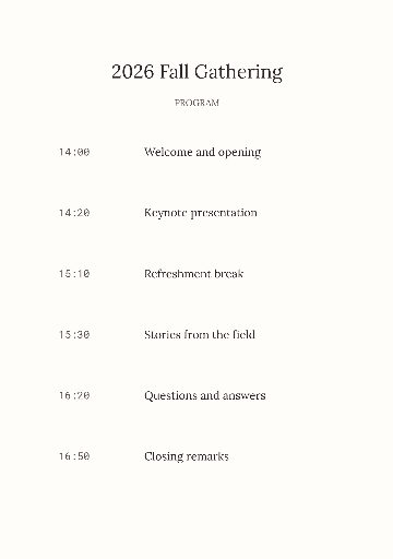 Fall gathering event program