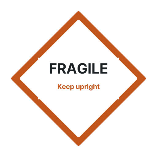 Orange diamond fragile package label