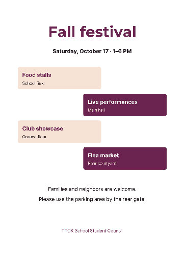 Fall school festival program poster