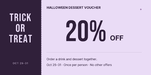 Halloween dessert discount voucher