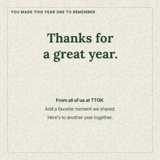 Year-end thank-you card for clients and colleagues