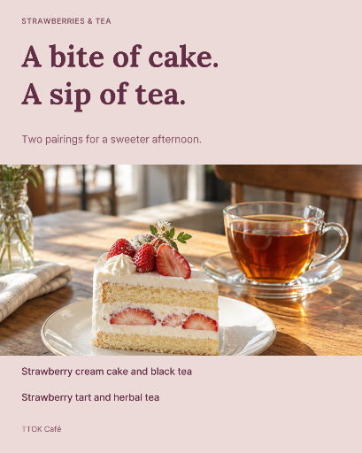 Strawberry desserts and tea