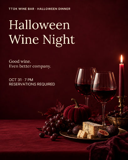 Halloween wine dinner poster