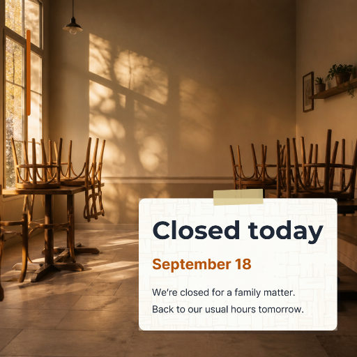 Closed today notice