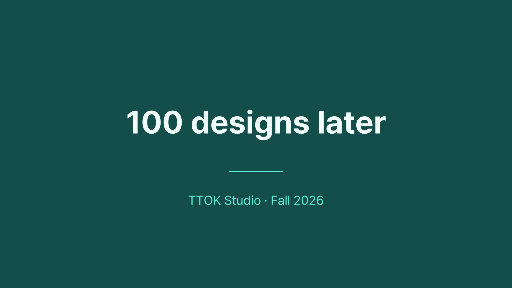 One hundred designs presentation cover