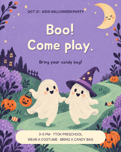 Little ghost Halloween invitation