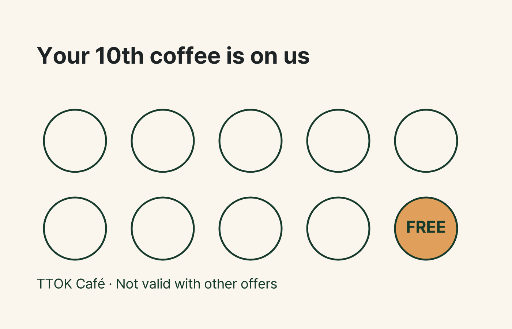 Ten-stamp cafe loyalty card