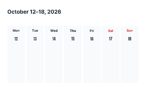 October 12–18 weekly planner