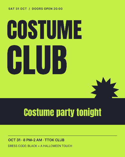 Halloween costume club poster