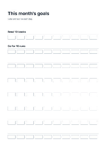 Monthly goals ten-step tracker A4