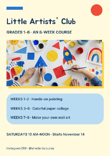 Eight-week children’s art class poster