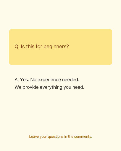 Beginner-friendly workshop question card