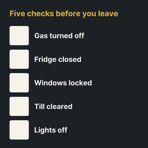 Five Closing Checks