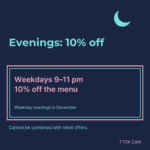 Evening café discount coupon