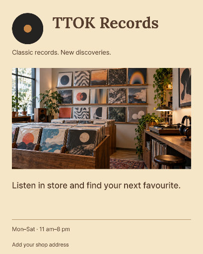 Record shop introduction