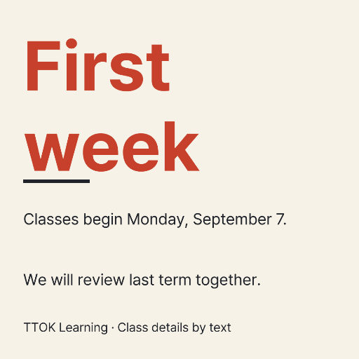 First week back class notice