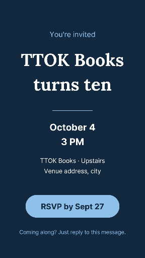 Bookshop anniversary mobile invitation