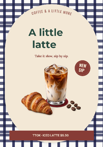 Iced latte café poster