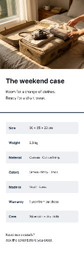 Travel case product details