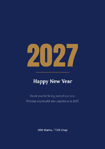 2027 New Year greeting in navy and gold