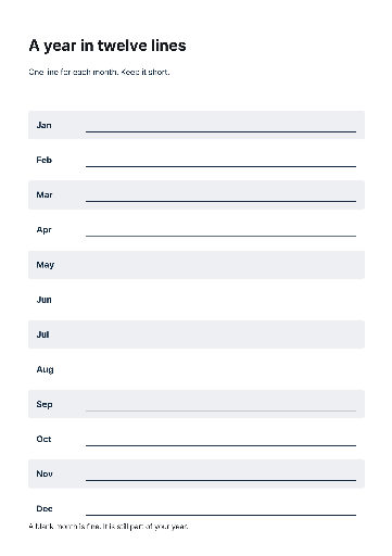 A year in twelve lines — A4