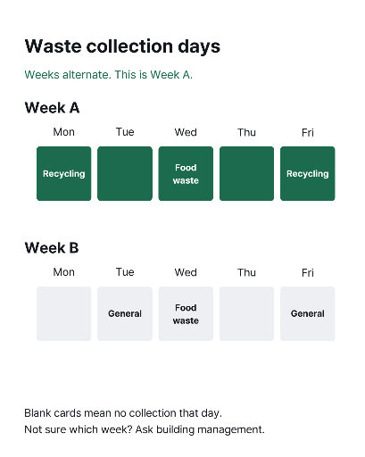 Alternating-week waste collection schedule