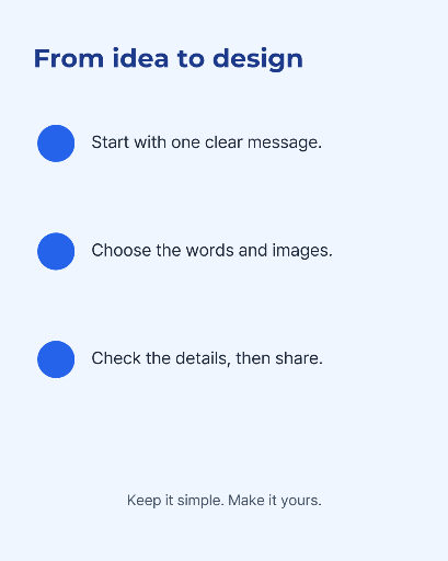 From idea to design three-step card