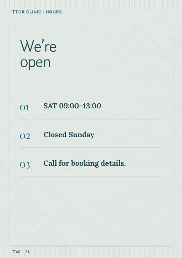 Saturday clinic opening hours