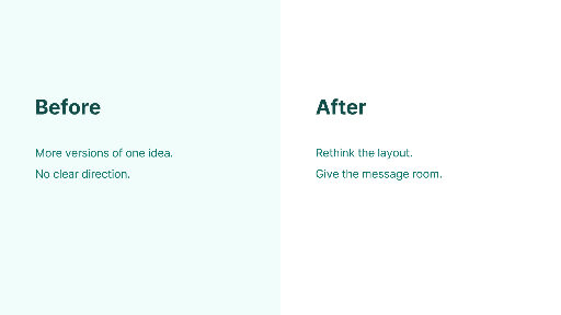 Before and after design process slide