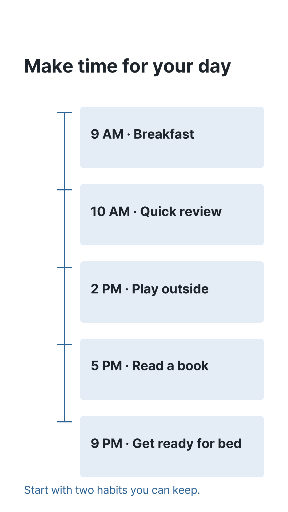 A simple school-break daily routine