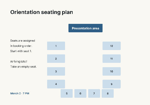 Twelve-seat orientation room plan