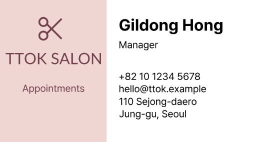 Soft split-panel salon business card